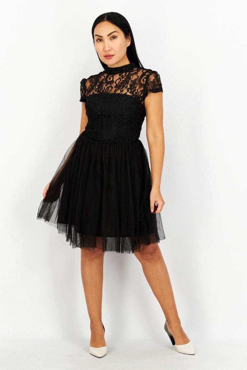 NA-KD Women Eyelet  Open Back Mini Dress, Black - Image 3
